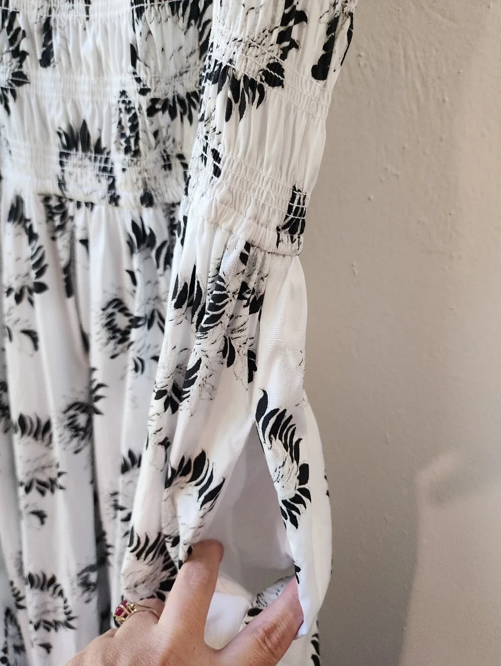 Madewell Peony Smocked Cotton Midi Sundress Graphic Sunflowers White Size Large